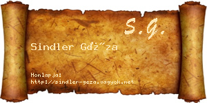 Sindler Géza névjegykártya